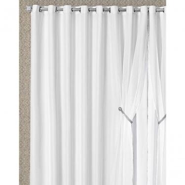 Imagem de Cortina Bélgica 2,00M X 1,70M Tecido Microfibra Com Voal Pingentes Sala - Branco