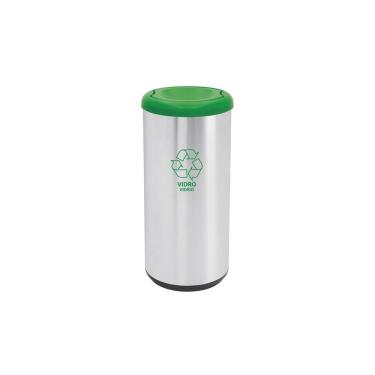 Imagem de Lixeira Inox Tramontina Piemonte Cápsula Selecta Plus Basculante Scotch Brite Verde 40 L Tramontina
