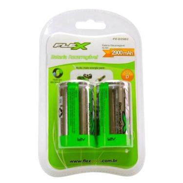 Imagem de Pilha Bateria D Recarregável 2900mah 1.2v C- 2 Unidades - Flex Gold