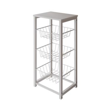 Imagem de Fruteira De Chão Cozinha Desmontada Aço Branco Tampo Branco Madri - Cor: Branco