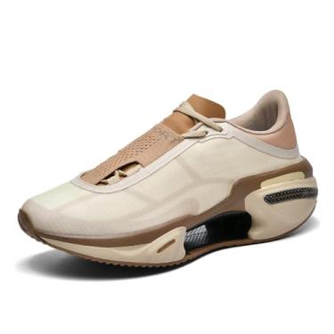Imagem de Bolognifi Tênis de basquete masculino, corrida, atlético, casual, leve, respirável Equipamento de basquetebol(Beige,34 BR)
