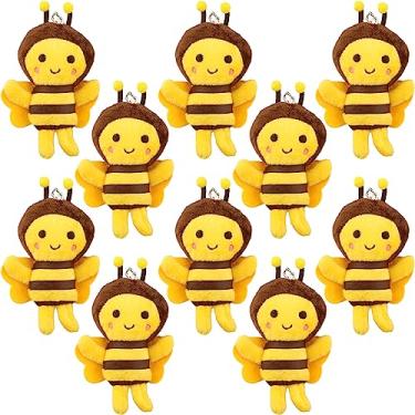 Imagem de Puteraya 10 Pacotes De Brinquedos De Pelúcia De Abelha De 5 Polegadas, Abelha De Pelúcia Macia, Chaveiro De Pelúcia Realista Para Aniversário, Feriado, Chá De Bebê, Tema De Animal, Decoração De Sala D