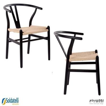 Imagem de Kit 2 Cadeiras Valentina Preta com Corda Natural - Rivatti