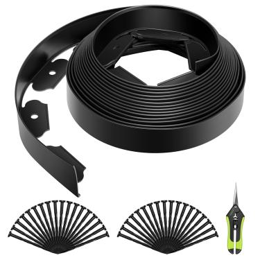 Imagem de VIVOSUN Kit De Bordas Para Paisagismo, 12 M Comprimento E 5 Cm Altura, Borda Jardim Plástico Sem Escavação, Com 36 Pontas Ancoragem Tesoura, Preto
