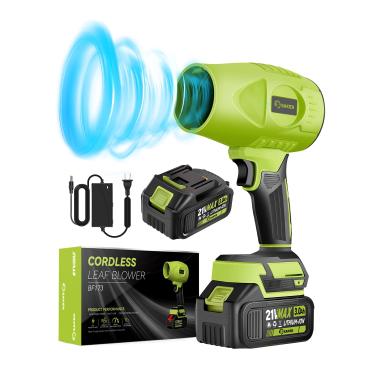 Imagem de Saker Soprador De Folhas Sem Fio, Aspirador Pó Portátil, Turbo Jato 180.000 Rpm, Espanador Ar Com Velocidade Ajustável Para Secagem E Limpeza Pátios, 2 Baterias, Verde