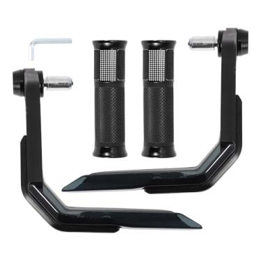 Imagem de Partuto Kit de capa para guidão de motocicleta 22 mm 15/40.6 cm 24 mm kit de capa de guidão de borracha de liga de alumínio preto 1 conjunto padrão de diamante xadrez lateral