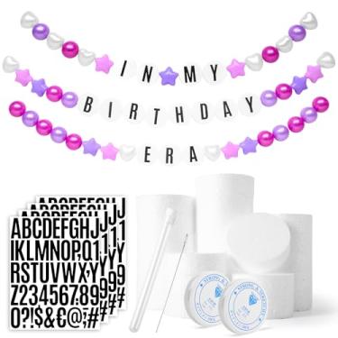 Imagem de GOGOSO Pulseira Gigante Da Amizade Faça Você Mesmo, Faixa De Aniversário - Guirlanda Personalizada, Decoração Malha Com Círculos Espuma E 50 Bolinhas Plástico Para Piscina Festa Temática (Rosa Escur