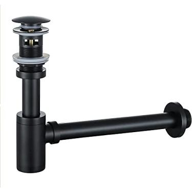 Imagem de Segistan Conjunto Completo De Sifão Para Pia Banheiro, Altura Ajustável, Garrafas 1-1/4, P Com Transbordamento, Padrão Geral Eua/Ca, Preto Fosco