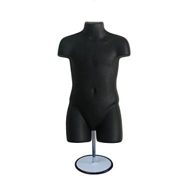 Imagem de DisplayTown Manequim Infantil Preto, Corpo Vazado, Com Suporte De Metal Para Bancada Ou Pendurado, Fácil Montar, Tamanho 5T-7