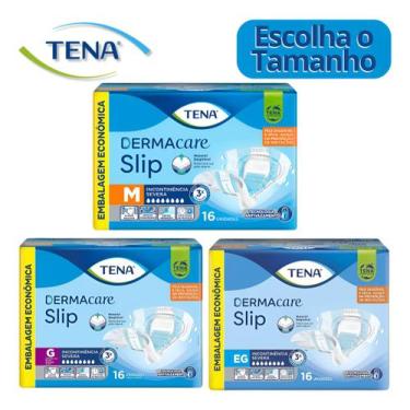 Imagem de Kit 4 Fraldas Geriátrica Tena Dermacare Slip Jumbo 16 Und., Médio