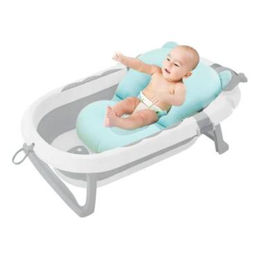 Imagem de Banheira Compacta Portátil Com Cama Ergonômica Para Bebê - Tibaby, Azu