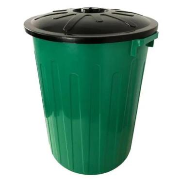 Imagem de Cesto Redondo com Tampa 60 L Canelado Antar1 unidade Canelado - COR VE