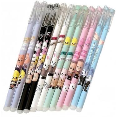 Imagem de 12 canetas esferográficas de gel, apagáveis, canetas de tinta preta