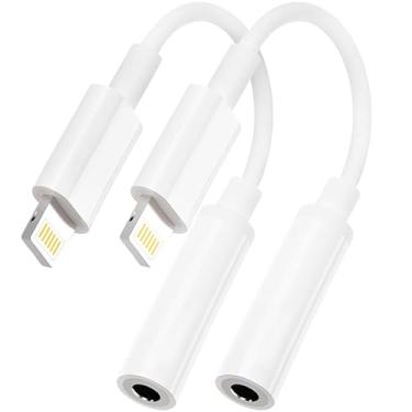 Imagem de Pacote com 2 adaptadores Lightning para conector de fone de ouvido de 3,5 mm para iPhone, [certificado Apple MFi] Adaptador de conector de fone de ouvido, cabo dongle, conversor de cabo auxiliar com