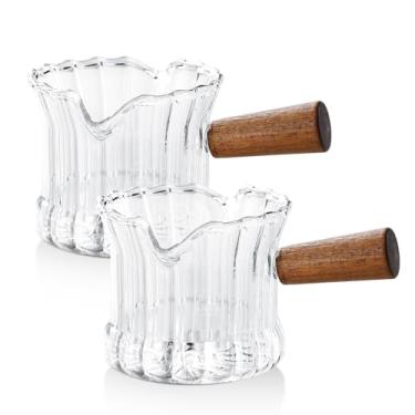 Imagem de Conjunto de 2 copos de café expresso de 120 ml com alça e escala dupla, copo de café expresso com boca em forma de V