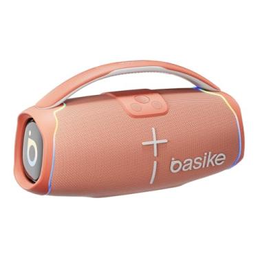 Imagem de Caixa de Som Bluetooth Basike H61, 60W Potência, IPX6, Alto-Falante Hi-Fi, Luz RGB Surround, Portátil, Resistente à Água (Laranja)