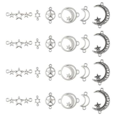 Imagem de Spritewelry 60 peças de pingentes de conector de filigrana estilo tibetano antigo prata elos de flores coração gota redonda pingentes vintage para brincos de dia dos namorados colar pulseira