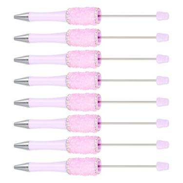 Imagem de Spritewelry Canetas de strass com contas de cristal brilhante, 10 peças, caneta esferográfica de diamante extravagante de plástico faça você mesmo para decoração de escritório, escola - lilás