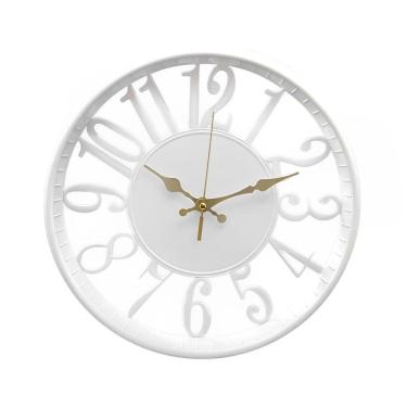 Imagem de Relógio De Parede Minimalista Decorativo Branco 30,5cm Vazado