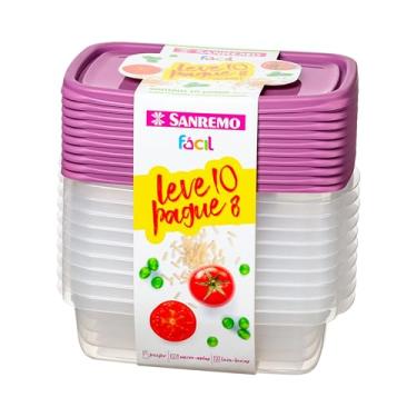 Imagem de Sanremo - Kit com 10 Potes Plásticos Quadrados de 785mL, Linha Fácil