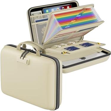 Imagem de DocSafe Organizador de arquivos à prova de fogo com fechadura, estojo rígido à prova de fogo, caixa de documentos à prova de fogo com pasta de arquivos sanfonada de 13 bolsos, armazenamento seguro
