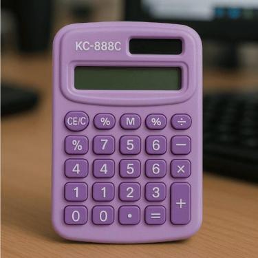 Imagem de Mini Calculadora de Bolso com Teclas de Função Visor Solar pra Escola 