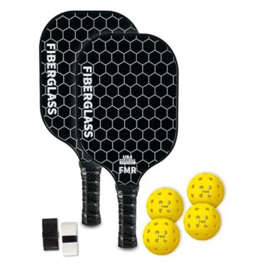 Imagem de Pickleball Paddles，FMR USAPA Approved Pickleball Set, Fiberglass Pickle Ball Rackets 2 Pack, 4 Pickleballs, 1 Portable Carry Bag