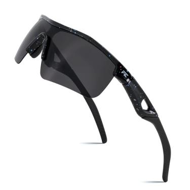 Imagem de FEISEDY Óculos de sol polarizados de beisebol para crianças e adolescentes com armação TR90 para meninos e meninas ciclismo B2454, Mancha preta e cinza, 125mm