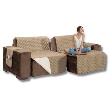 Imagem de Capa De Sofá Retrátil 2,40M Dupla Face Matelada Com Bolsos - Mr Enxova
