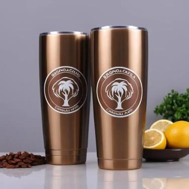 Imagem de Copo Térmico Parede Dupla em Aço Inox Marrom 500ml com Canudo - Estilo Com Logo