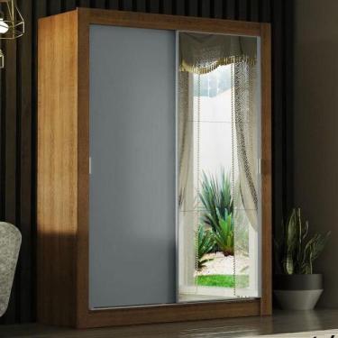 Imagem de Guarda-roupa Solteiro 2 Portas Com Espelho Rustic/Cinza - MADESA