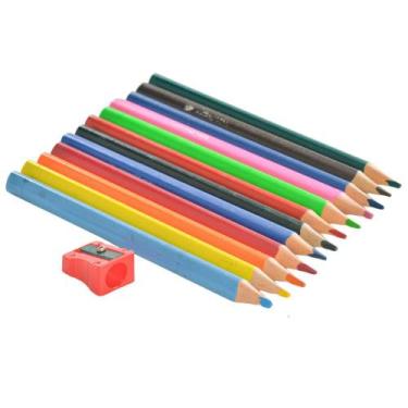 Imagem de Lápis de Cor Jumbo 1,5 cm e Apontador 12 Peças Win Paper