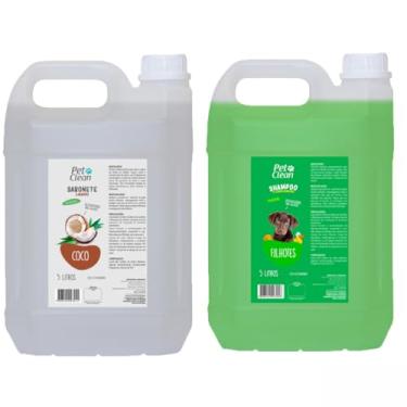 Imagem de Kit Pre Banho Limpeza Profunda Shampoo Banho e Tosa 5 Litros Hidratante Condicionador Escolha (Pré Coco/Filhote)