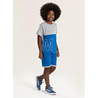 Imagem de Conjunto Verão Menino Mescla Camiseta com Recorte e Bermuda com Barra 