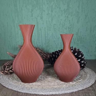 Imagem de Kit 2 Vasos Duna Acabamento Mesa Rack Decoração Sala, Quarto, Hall, Banheiro e Cozinha(Duna Marrom,MAXI (18 e 22,5cm))