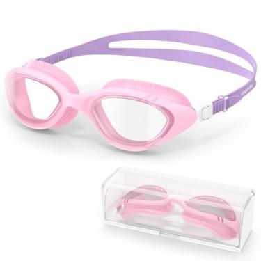 Imagem de VegoVia Óculos de natação para adultos para homens e mulheres, óculos de natação para piscina, antiembaçamento, proteção UV, juvenil, rosa, água, óculos de natação à prova d'água com estojo de óculos