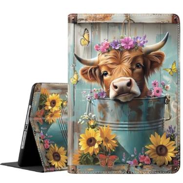 Imagem de FDHHKJUKO Capa para Samsung Galaxy Tab S10 FE Plus 13,1 polegadas modelo 2025 (SM-X620/X626), capa fina e dobrável com função despertar/hibernar automática para Samsung Galaxy Tab S10 FE Plus, vaca