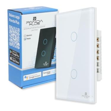 Imagem de Panda Plus Interruptor Touch Inteligente Wi-Fi, 2 Botões, Compatível com Alexa e Google Assistente, Controle por App, Bivolt 110-240V, Preto (Branco)