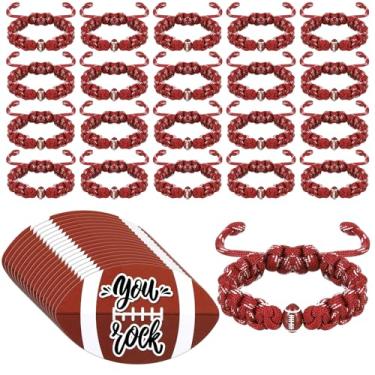 Imagem de Ecation 20 conjuntos de pulseiras de beisebol softball, presentes, acessórios de equipe esportiva com cartões, from 5.5'' to 10'' (adjustable), tecido de poliéster, Sem Pedra Preciosa