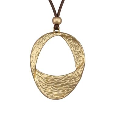 Imagem de joymiao Colares boêmios femininos longos de couro com pingente grande, joia hippie boho, colar com pingente, Couro sintético, Sem Pedra Preciosa