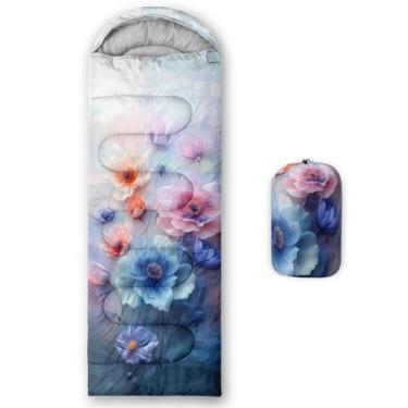 Imagem de Smell Sunshine Saco de dormir infantil para meninos e meninas, estampa de flores coloridas em 3D, leve, quente, portátil, uso interno, impermeável, resistente ao clima frio, saco de dormir para