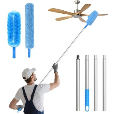 Imagem de Eunice Espanador de ventilador de teto com haste de extensão, lâmina de limpeza de ventilador ajustável e removível para teto alto, limpador de ventilador para móveis de porta de janela (em forma de U