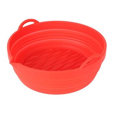 Imagem de FRYER Silicone Liner dobrável redonda ondulada resistente ao calor Frita reutilizável panela para fritadeira de ar churrasqueira de cozinha de cozinha de cozinha de cozinha (Vermelho)