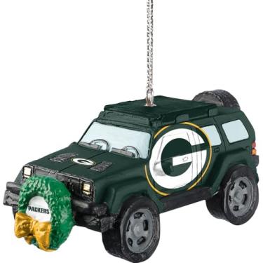 Imagem de FOCO Veículo SUV Green Bay Packers com enfeite de feriado de grinalda