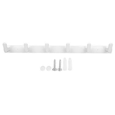 Imagem de Mrisata Cabideiro para toalhas, ganchos para casacos, liga de alumínio, leve, montado na parede, com 6 ganchos para quarto, banheiro, corredor, branco (gancho branco com 6 elos)