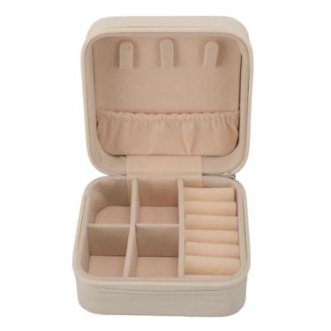 Imagem de YOUTHINK Caixa de Jóias Pequenas Portáteis, Estojo de Jóias de Viagem Com Couro de água Comprovado, Ideal para Anéis Brincos de Colares (Bege)