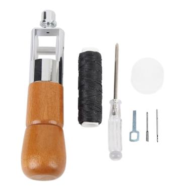 Imagem de Kit de costura de couro Awl Kit não deslizante de madeira ponto Awl com fio de cera para consertar tendas Mochilas Bags de dormir