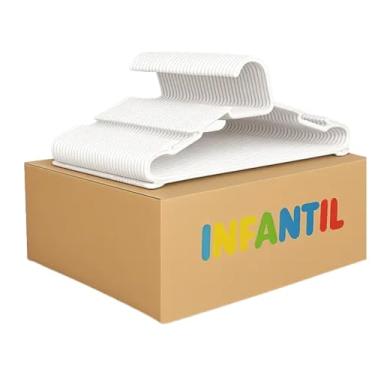 Imagem de Kit 100 Cabide Infantil de Acrílico Premium - Resistente, Elegante e Ideal para Roupas de 0 a 10 Anos (Branco)
