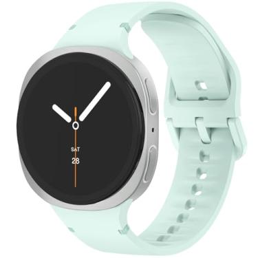 Imagem de Pulseiras esportivas de silicone sem lacunas de 40 mm, 44 mm, clássico de 46 mm, sem lacunas, compatível com Samsung Galaxy Watch 8 e 8 Classic de 40 mm, 44 mm e 46 mm (verde menta oficial, P/M)