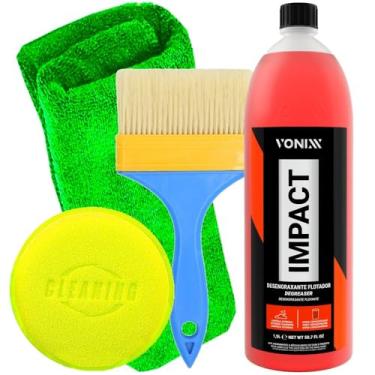 Imagem de Kit Vonixx Limpeza Automotiva Limpador Flotador Impact Multi Uso Pincel Trincha Karbox Toalha Microfibra Aplicador